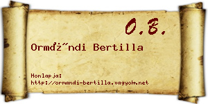Ormándi Bertilla névjegykártya